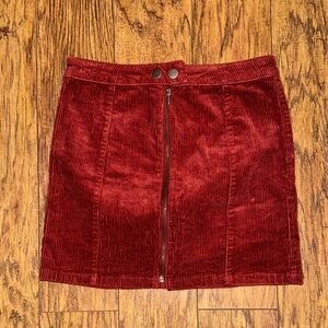 Blue Spice Red Corduroy Pencil Skirt